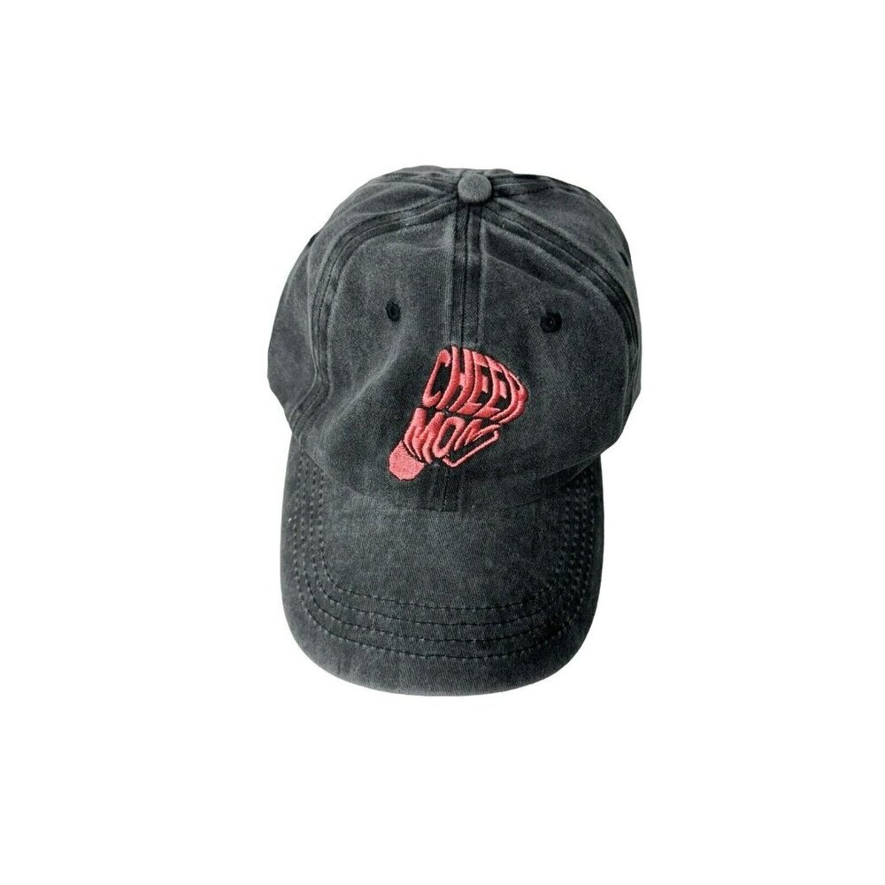 Women’s One Size Black Embroidered Cheer Mom Baseball Cap Adjustable Strap Back